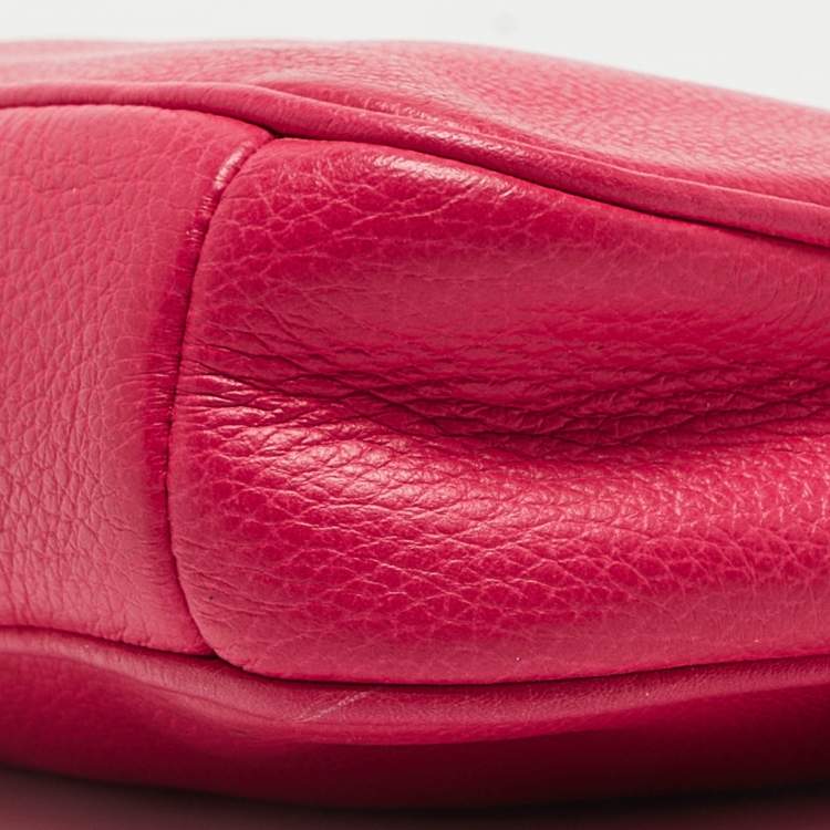 Pre Owned Coach Hot Pink Leather Baguette Bag