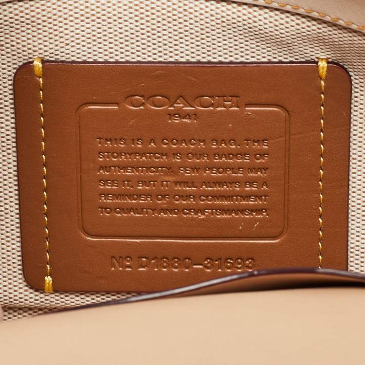 Pre Owned Coach Beoge/Old Rose Signature Coated Canvas and Leather Rose Embellished Riley Crossbody Bag
