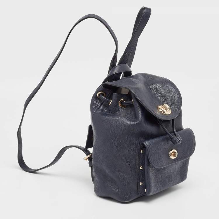 مملوكة مسبقًا Coach Black Leather Mini Turnlock Rucksack Backpack