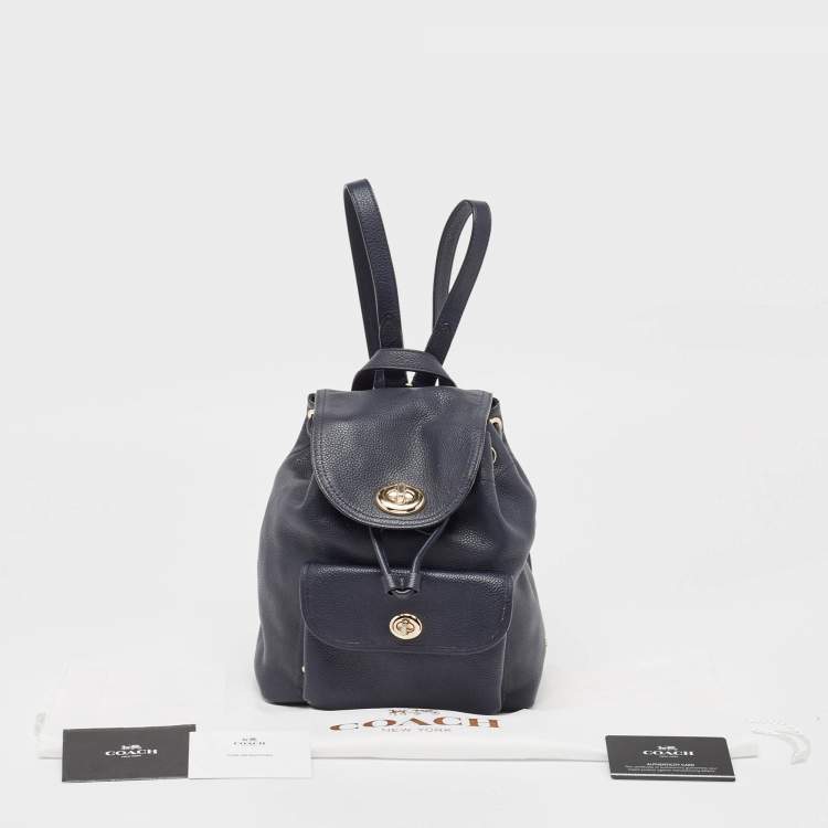 مملوكة مسبقًا Coach Black Leather Mini Turnlock Rucksack Backpack