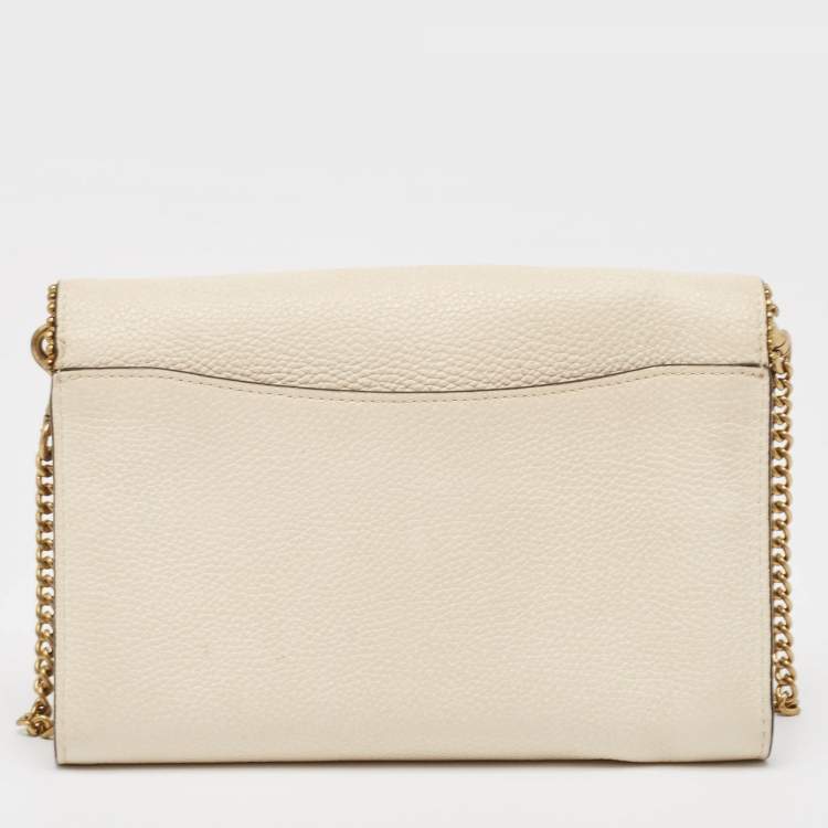 Pre Owned Coach Beige Leather Tabby Chain Shoulder Bag