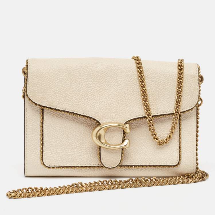 Pre Owned Coach Beige Leather Tabby Chain Shoulder Bag