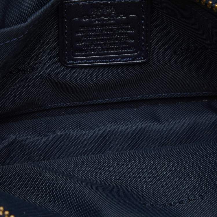 Pre Owned Coach Navy Blue Leather Noa Pop Up Crossbody Bag