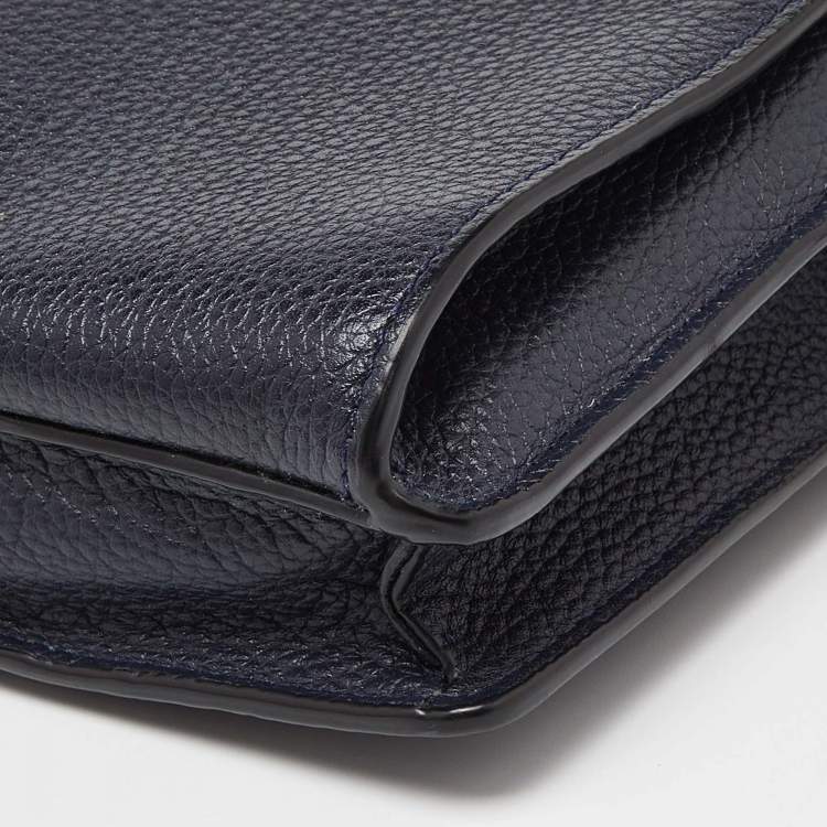 Pre Owned Coach Navy Blue Leather Noa Pop Up Crossbody Bag