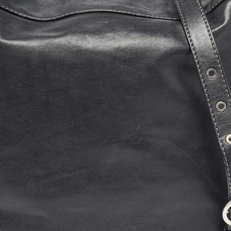 Pre Owned Coach Black Leather Logo Hobo