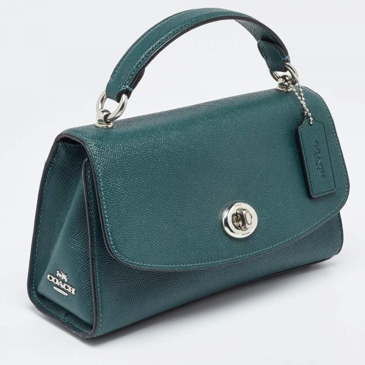 Pre Owned Coach Green Leather Tilly Top Handle Bag