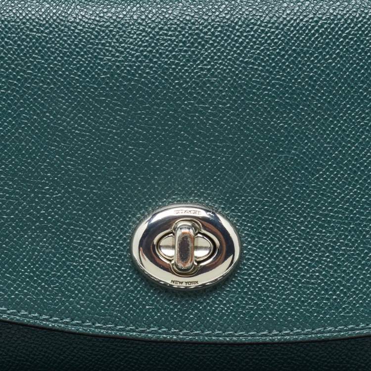Pre Owned Coach Green Leather Tilly Top Handle Bag