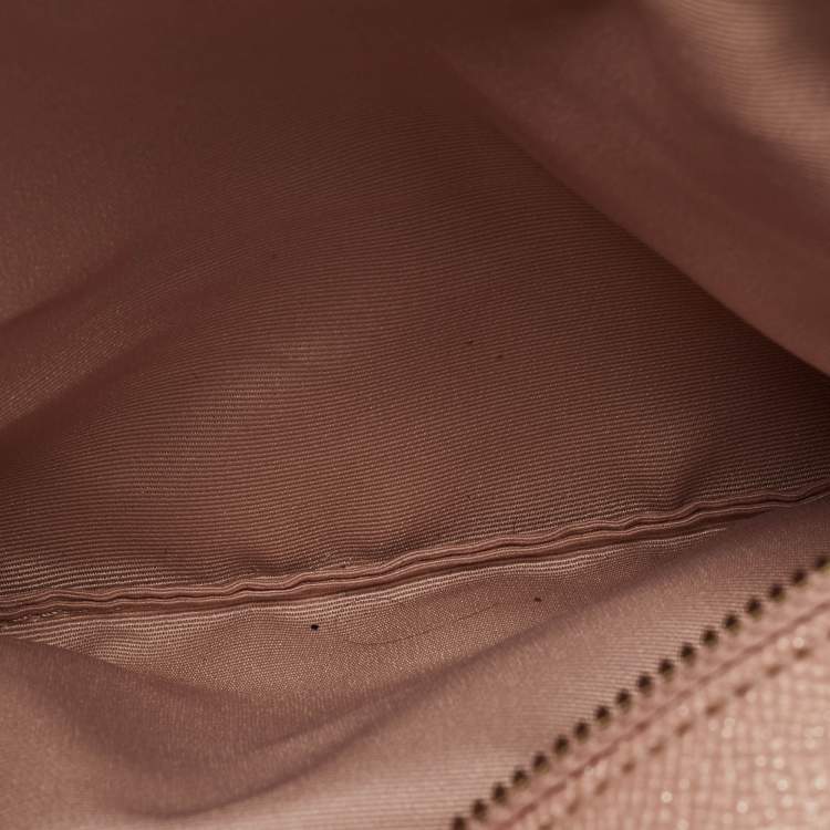 Pre Owned Coach Peach Leather Mini Brooke Carryall Satchel