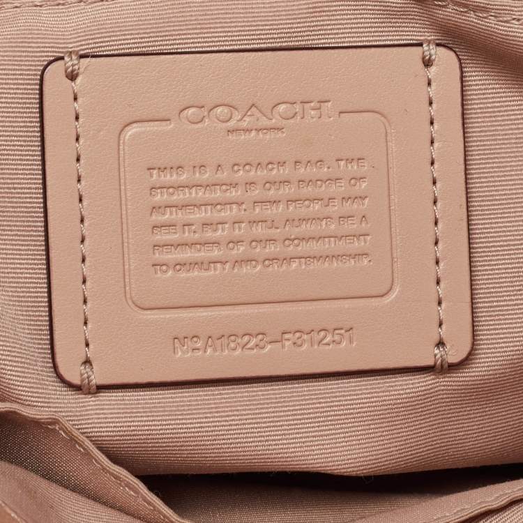 Pre Owned Coach Peach Leather Mini Brooke Carryall Satchel
