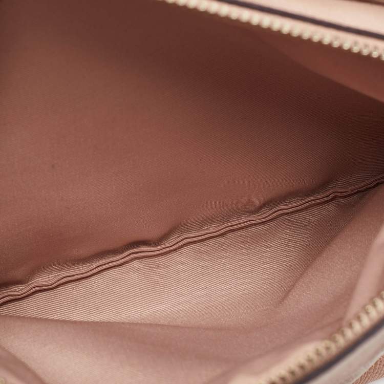 Pre Owned Coach Peach Leather Mini Brooke Carryall Satchel
