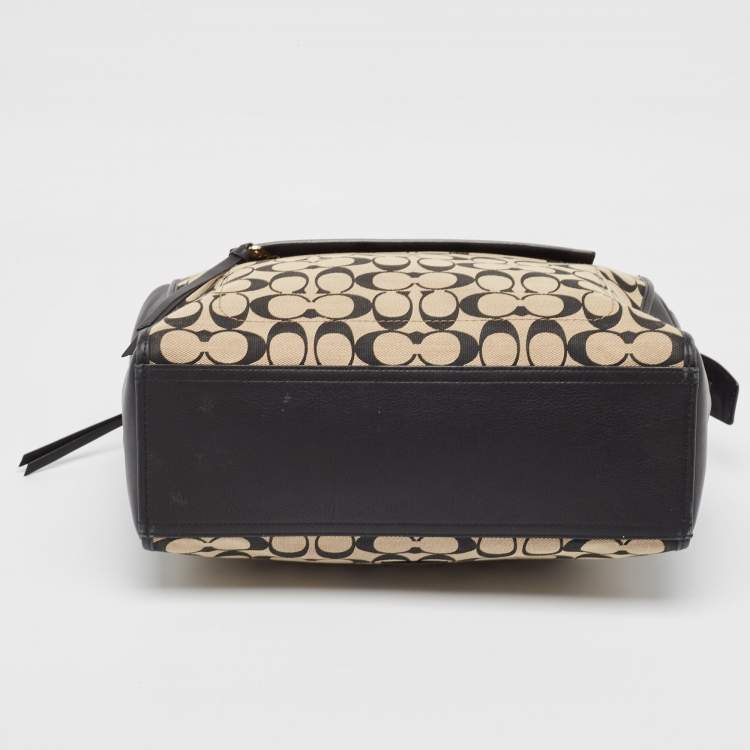 Pre Owned Coach Black Signature Canvas and Leather Bleecker Riley Tote