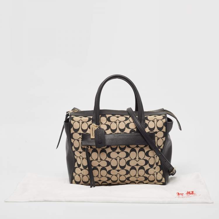 Pre Owned Coach Black Signature Canvas and Leather Bleecker Riley Tote