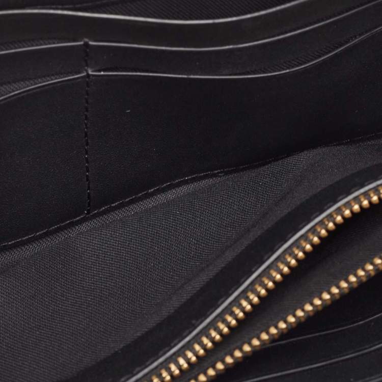 Pre Owned Coach Black Leather Accordion Zip Around Wallet