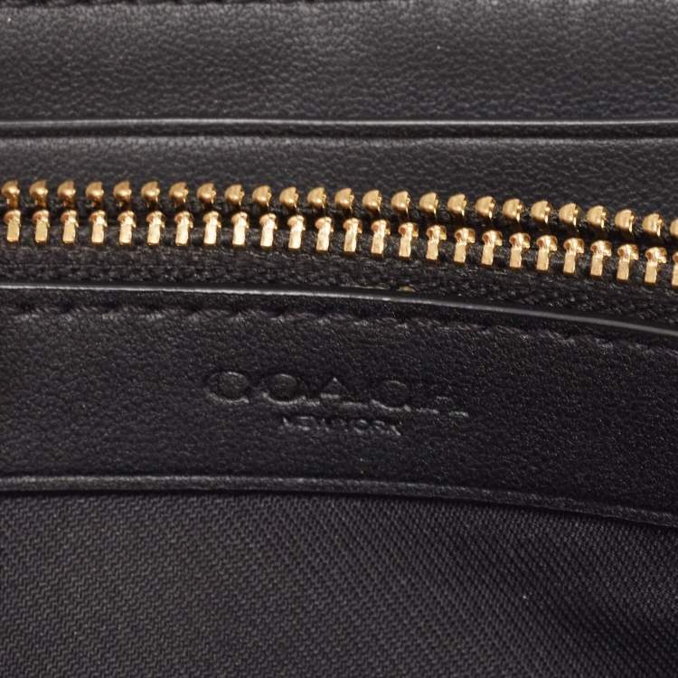 Pre Owned Coach Black Leather Accordion Zip Around Wallet