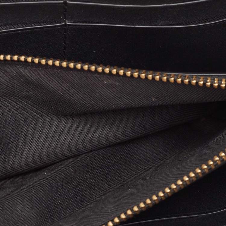 Pre Owned Coach Black Leather Accordion Zip Around Wallet