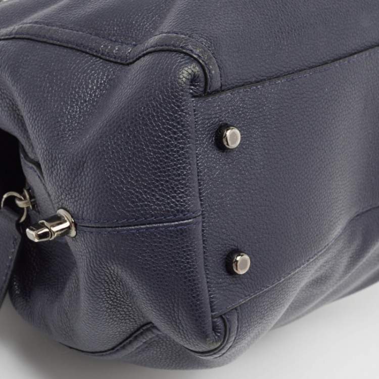 Pre Owned Coach Navy Blue Leather Edie Shoulder Bag