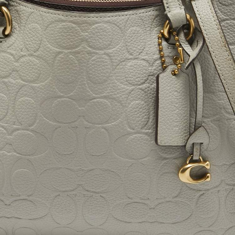 Pre Owned Coach Grey Signature Embossed Leather Tyler Carryall Tote