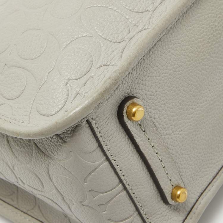 Pre Owned Coach Grey Signature Embossed Leather Tyler Carryall Tote