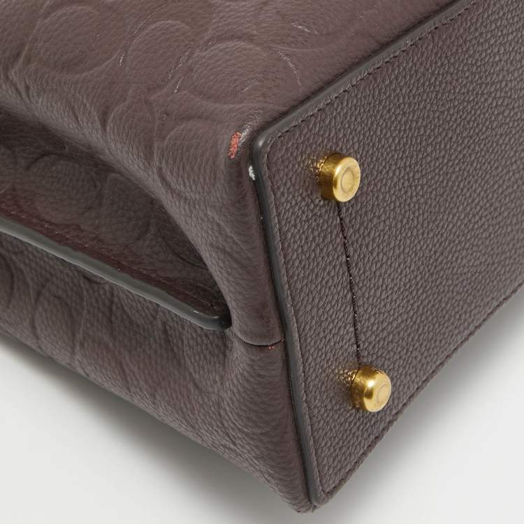 Pre Owned Coach Burgundy Signature Embossed Leather Willow Shoulder Bag