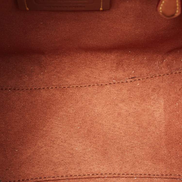 Pre Owned Coach Green Signature Embossed Leather Field Tote