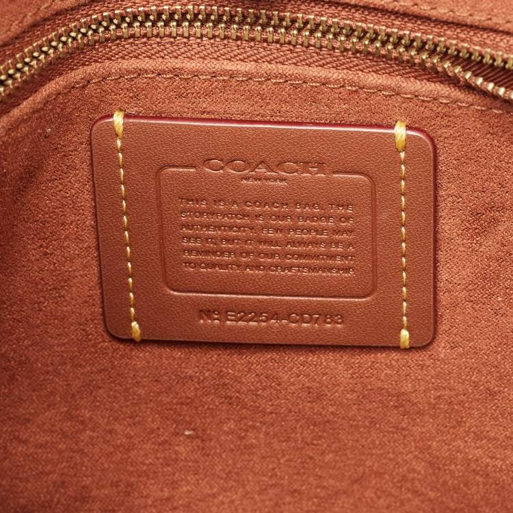 Pre Owned Coach Green Signature Embossed Leather Field Tote