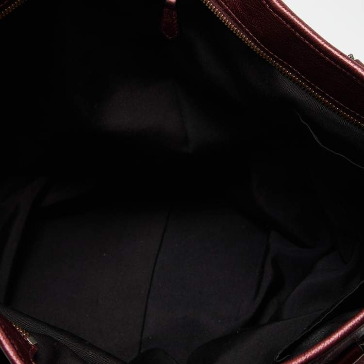 Pre Owned Coach Metallic Leather Zip Tote