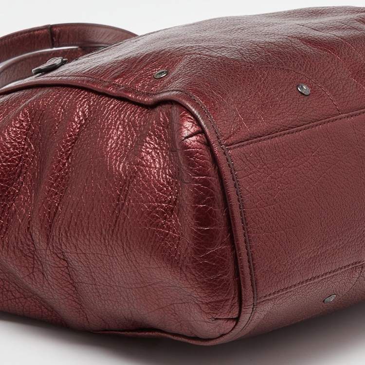 Pre Owned Coach Metallic Leather Zip Tote