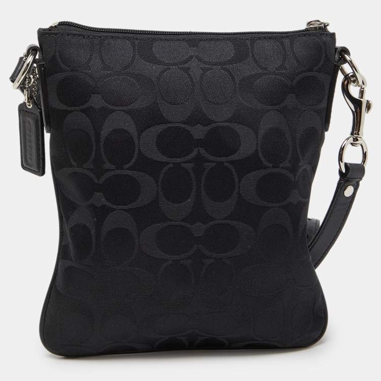 Pre Owned  Coach Black Signature Canvas and Leather Courie Crossbody Bag