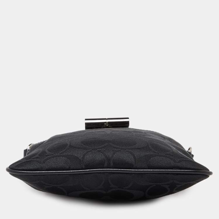 Pre Owned  Coach Black Signature Canvas and Leather Courie Crossbody Bag
