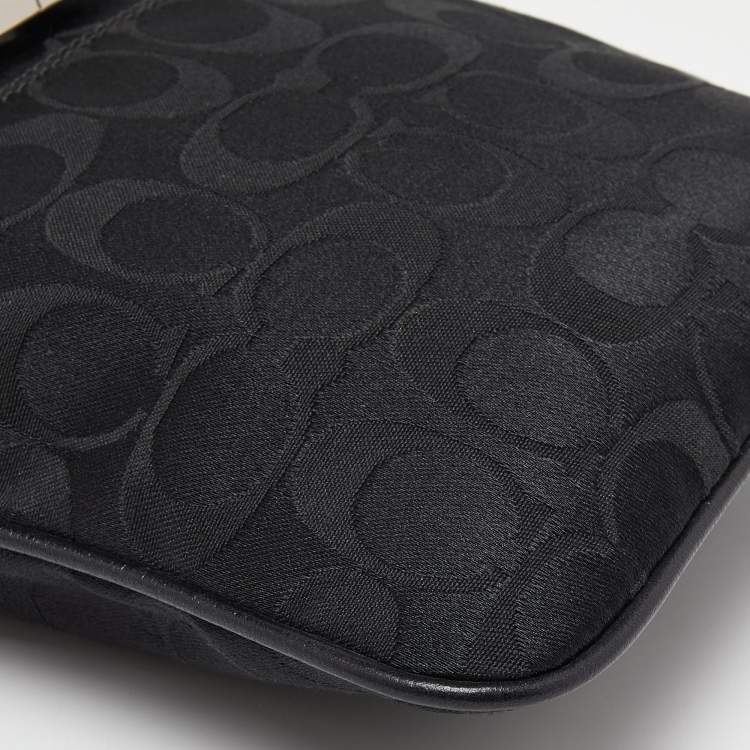 Pre Owned  Coach Black Signature Canvas and Leather Courie Crossbody Bag
