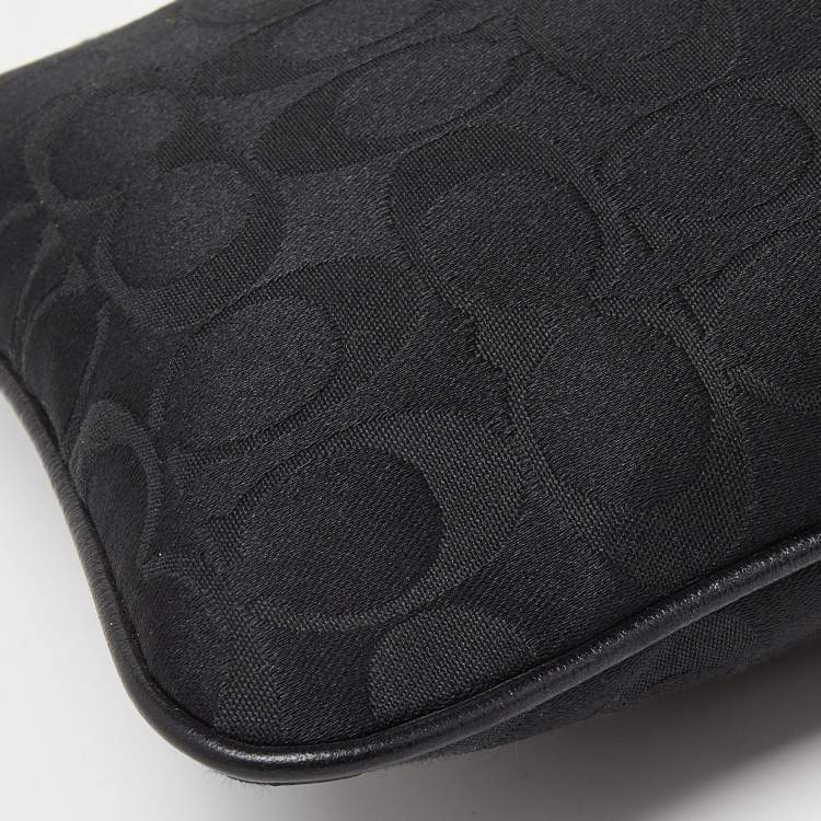Pre Owned  Coach Black Signature Canvas and Leather Courie Crossbody Bag