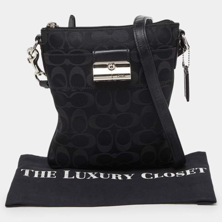 Pre Owned  Coach Black Signature Canvas and Leather Courie Crossbody Bag