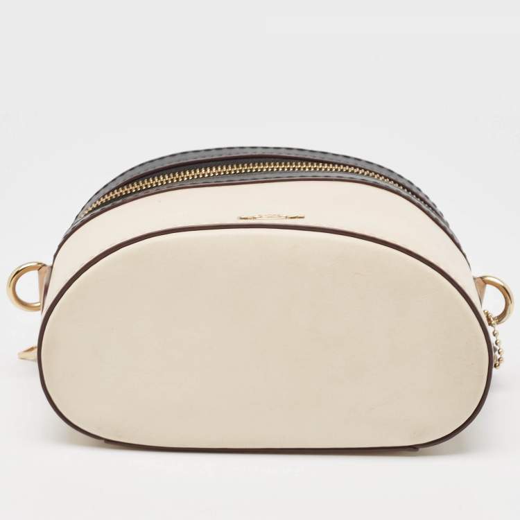 Pre Owned Coach x Selena Black/Beige Leather Trail Top Handle Bag