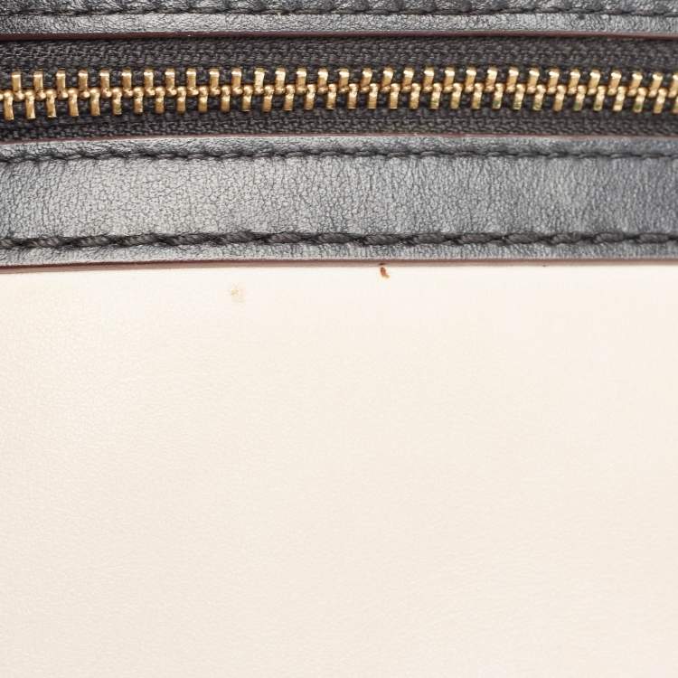 Pre Owned Coach x Selena Black/Beige Leather Trail Top Handle Bag