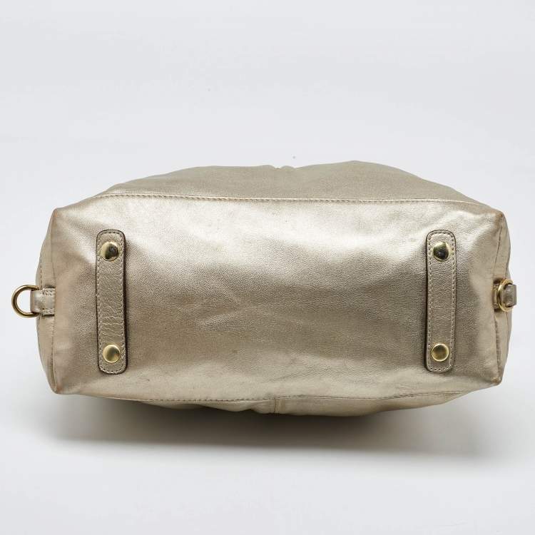 Pre Owned Coach Gold Metallic Leather Madison Sabrina Satchel 
