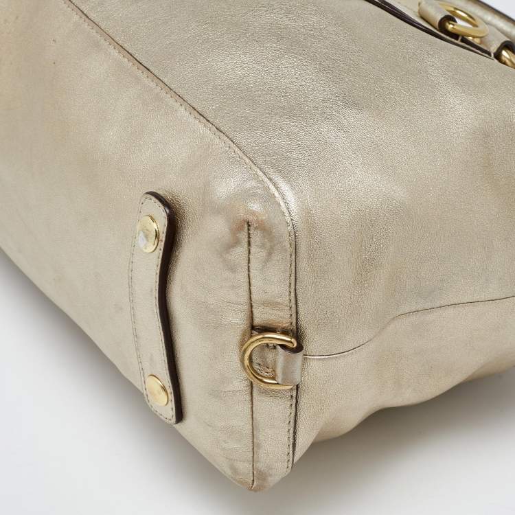 Pre Owned Coach Gold Metallic Leather Madison Sabrina Satchel 