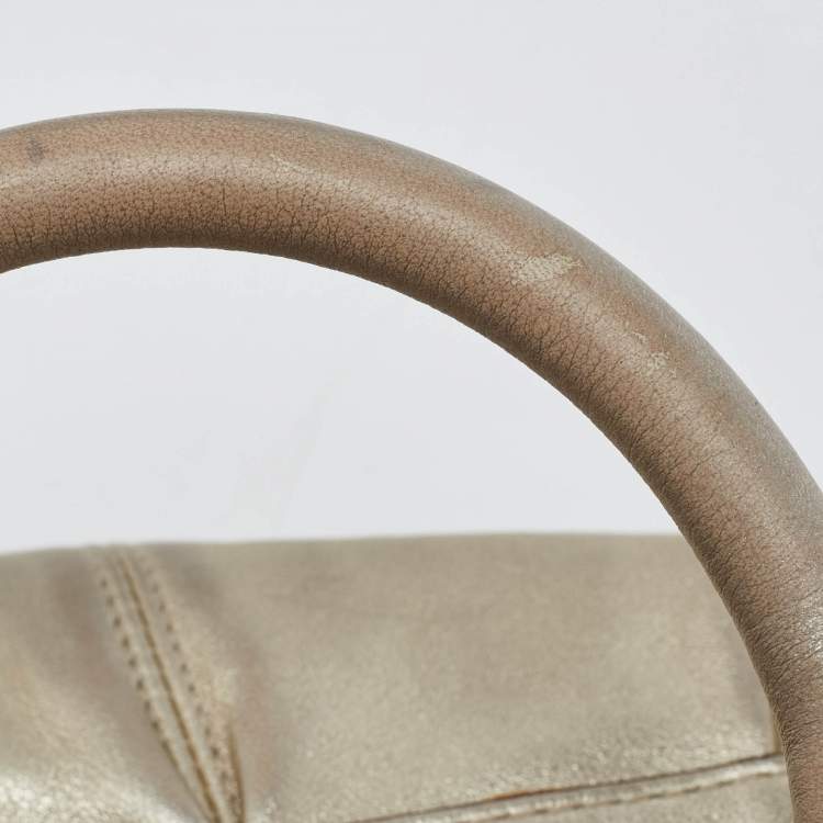Pre Owned Coach Gold Metallic Leather Madison Sabrina Satchel 
