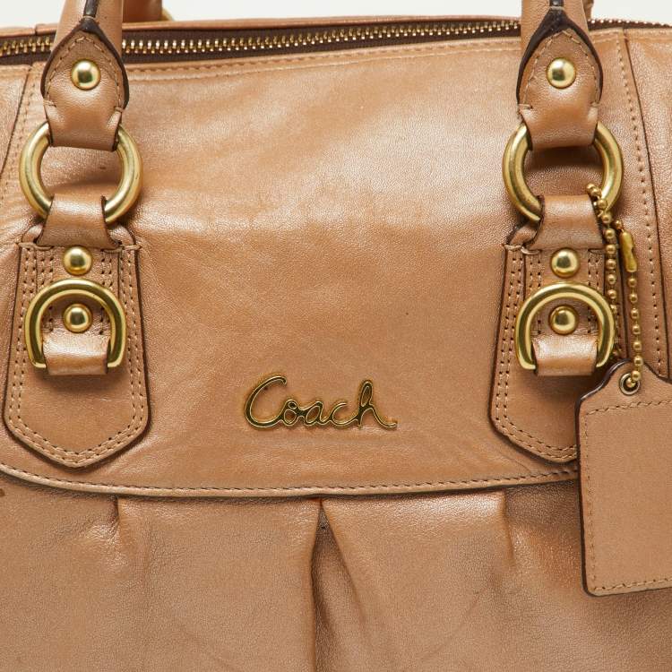 Pre Owned Coach Beige Leather Ashley Satchel