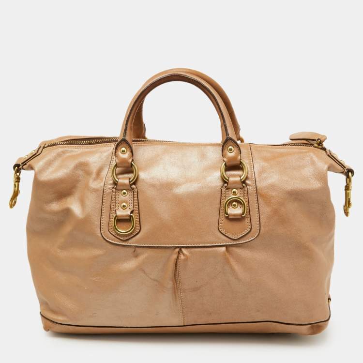 Pre Owned Coach Beige Leather Ashley Satchel