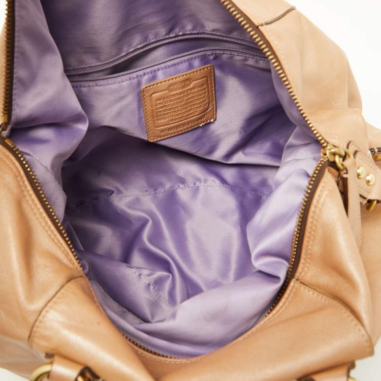 Pre Owned Coach Beige Leather Ashley Satchel