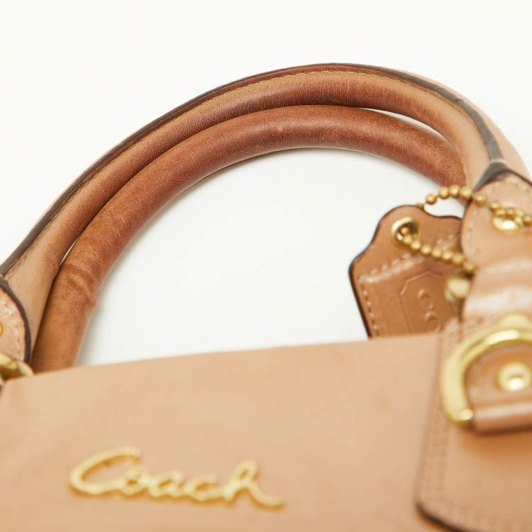 Pre Owned Coach Beige Leather Ashley Satchel