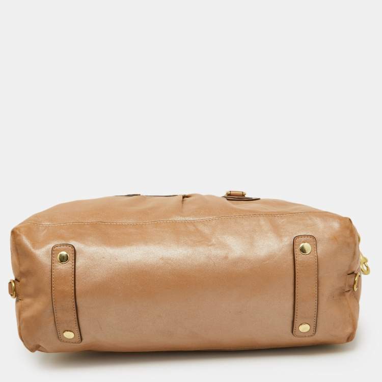 Pre Owned Coach Beige Leather Ashley Satchel