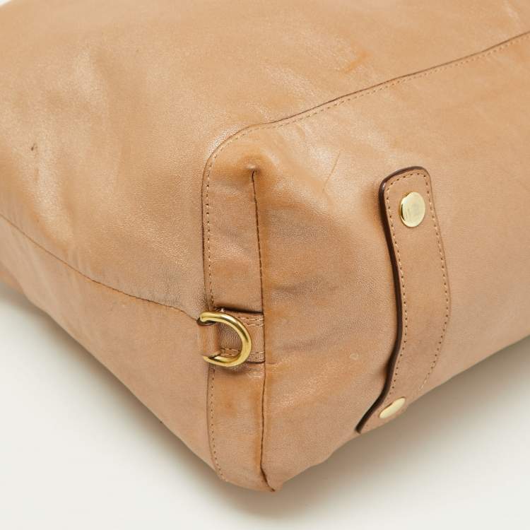 Pre Owned Coach Beige Leather Ashley Satchel