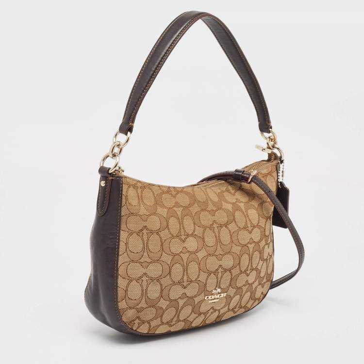 Pre Owned Coach Beige/Brown Signature Canvas and Leather Chelsea Hobo