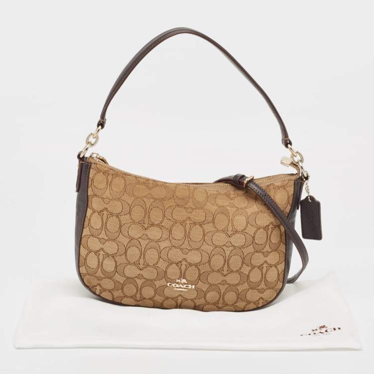 Pre Owned Coach Beige/Brown Signature Canvas and Leather Chelsea Hobo