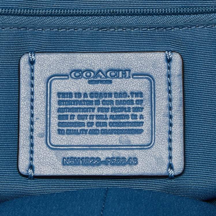 Pre Owned Coach Blue Leather City Zip Tote
