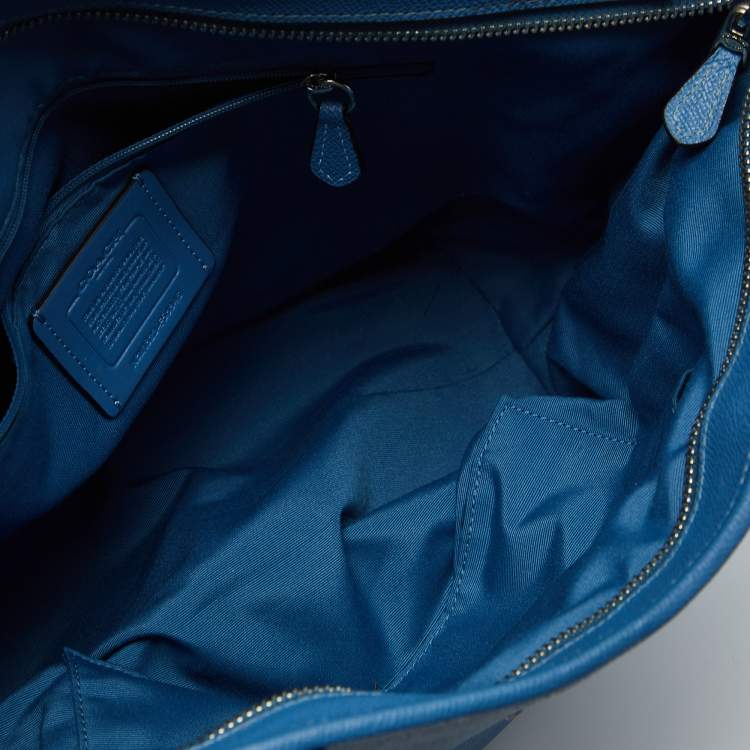 Pre Owned Coach Blue Leather City Zip Tote