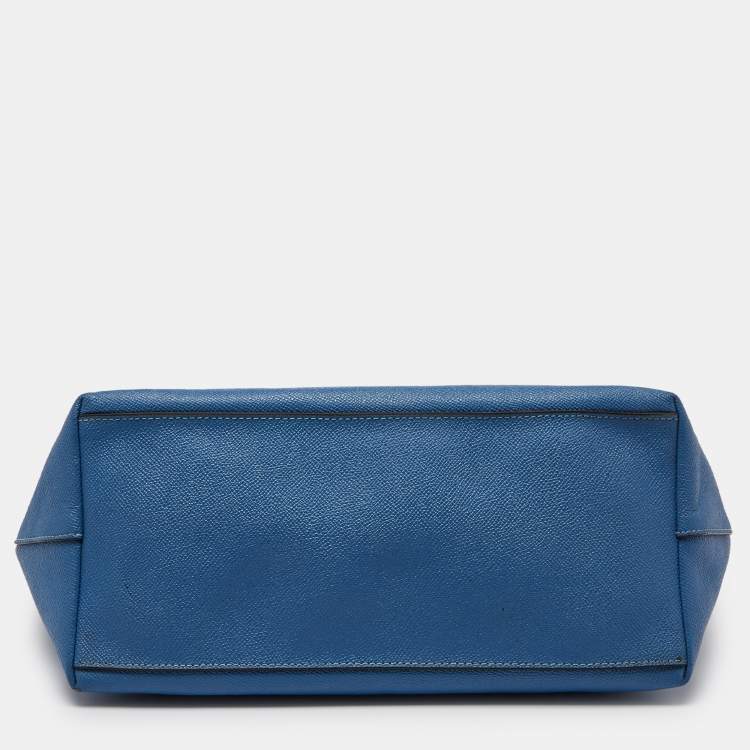 Pre Owned Coach Blue Leather City Zip Tote