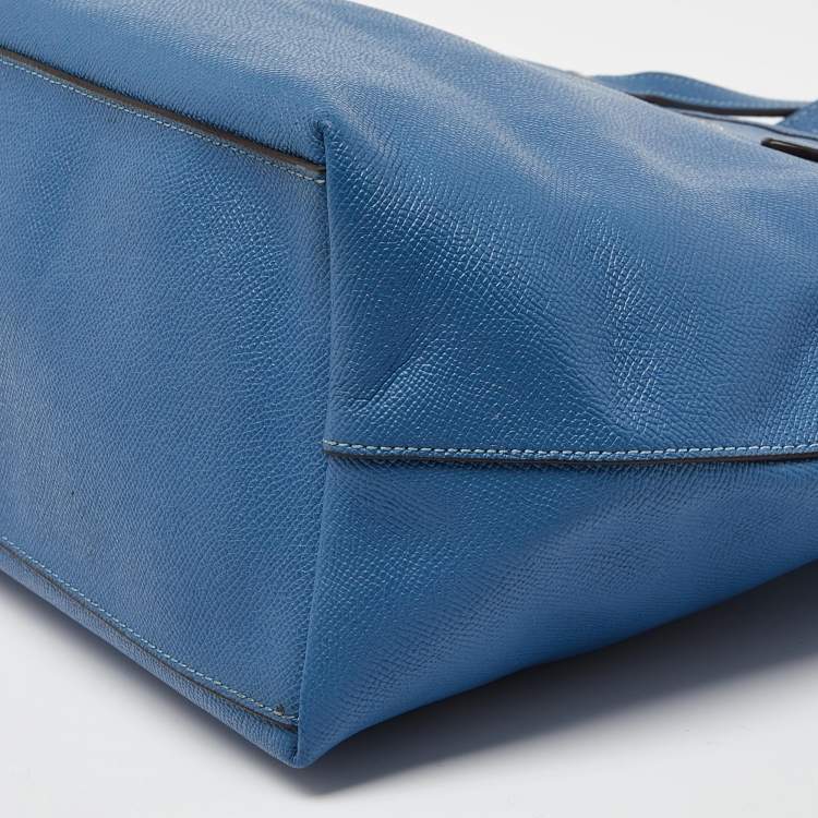 Pre Owned Coach Blue Leather City Zip Tote