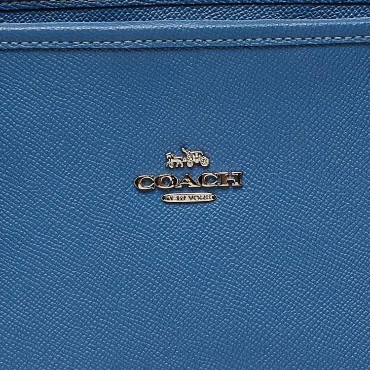 Pre Owned Coach Blue Leather City Zip Tote